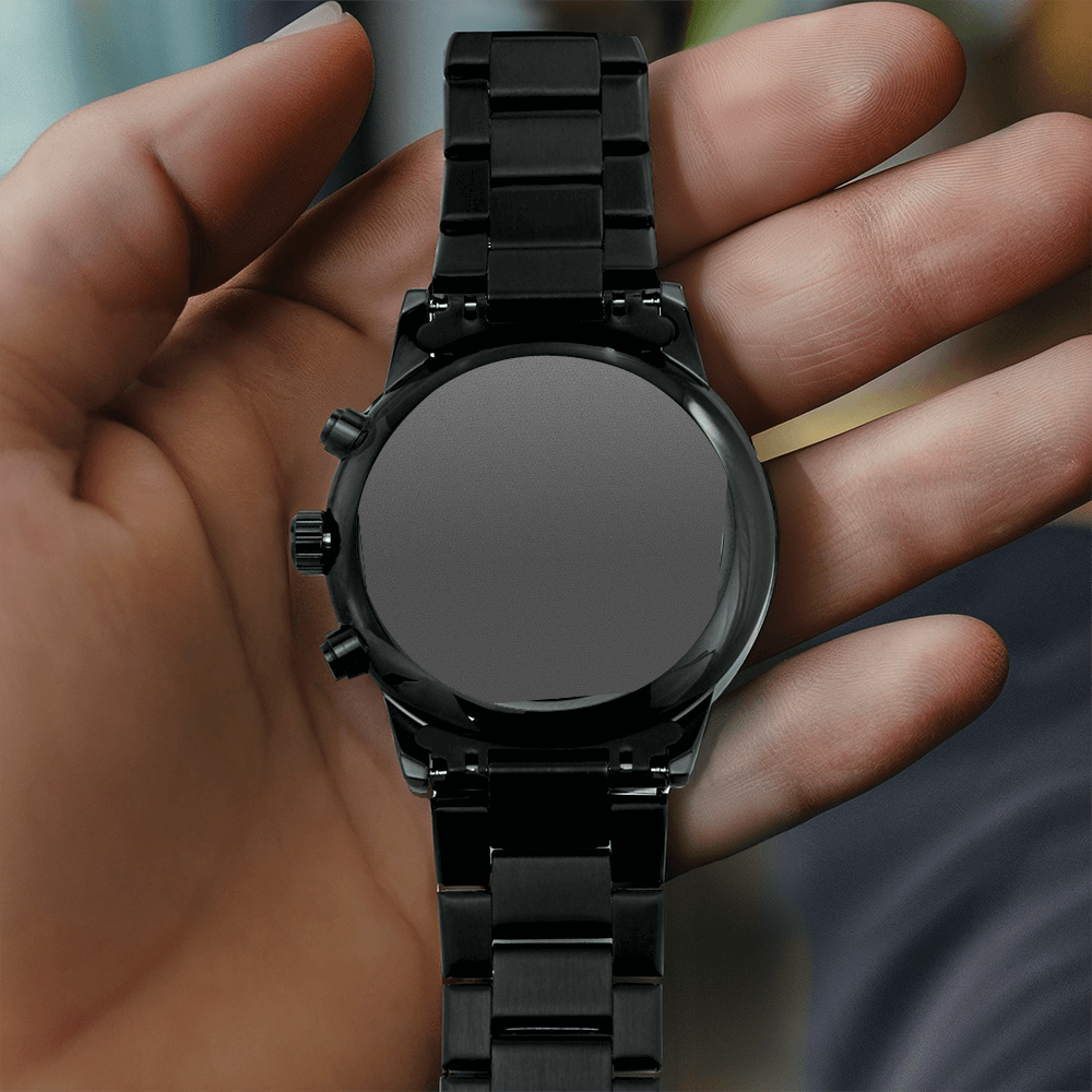 To My Husband -  Non-Message Card Black Chronograph Watch with Engraving