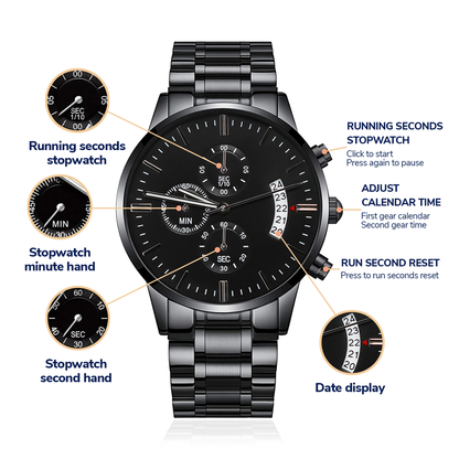 To My Husband -  Non-Message Card Black Chronograph Watch with Engraving