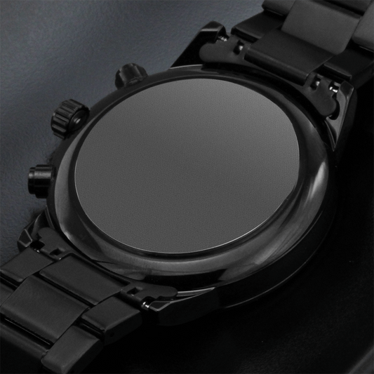 To My Son - Card Black Chronograph Watch with Engraving