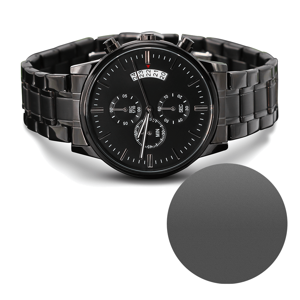To My Son - Card Black Chronograph Watch with Engraving
