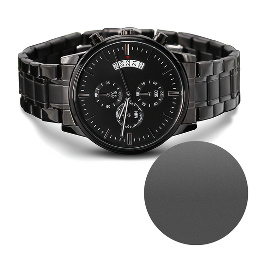 To My Son - Card Black Chronograph Watch with Engraving