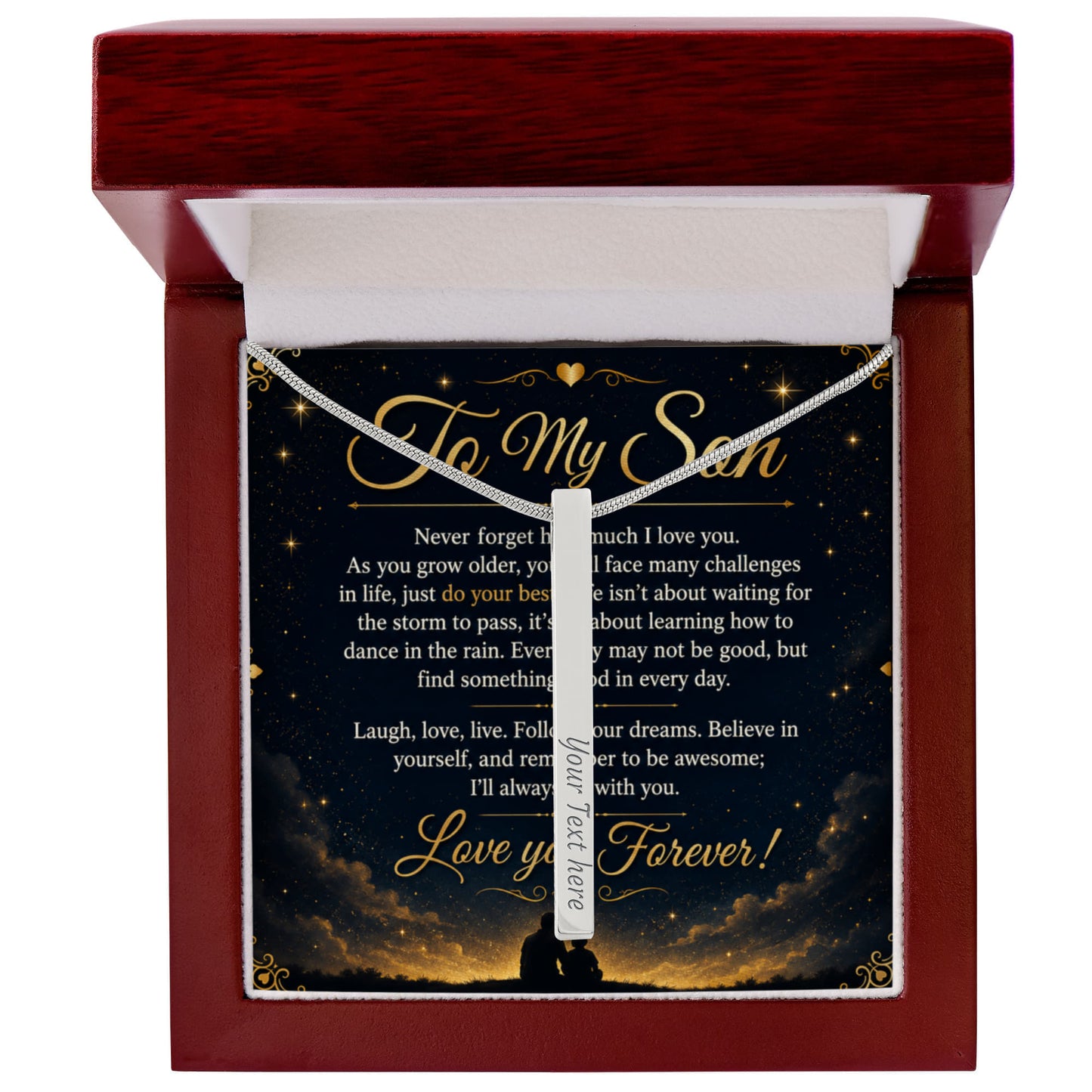 To My Son - 4-Sided Stick Necklace - Engraved POD MC