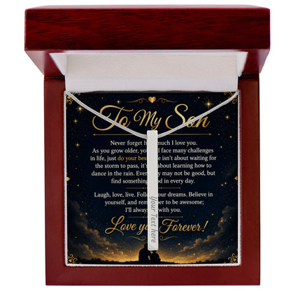 To My Son - 4-Sided Stick Necklace - Engraved POD MC