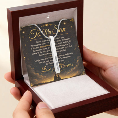 To My Son - 4-Sided Stick Necklace - Engraved POD MC