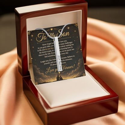 To My Son - 4-Sided Stick Necklace - Engraved POD MC