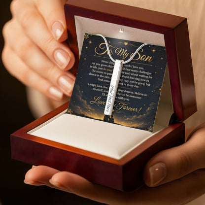 To My Son - 4-Sided Stick Necklace - Engraved POD MC