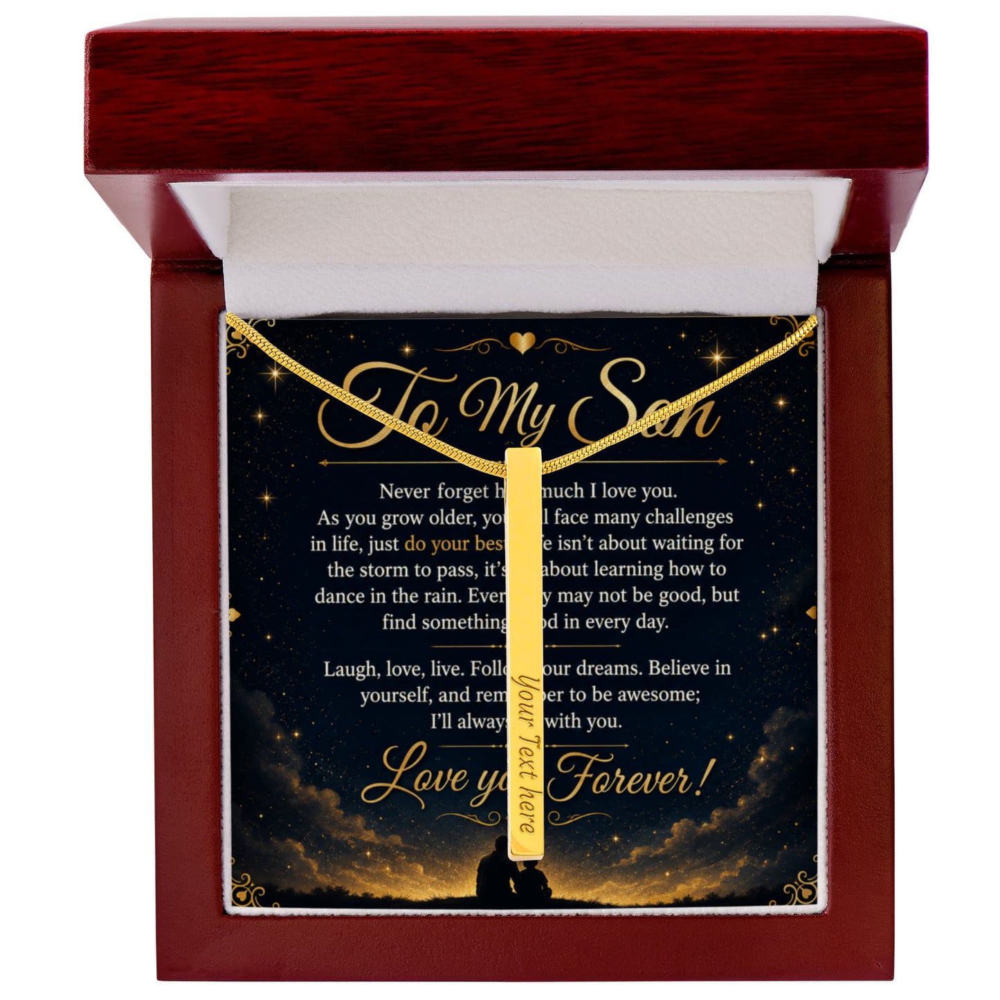 To My Son - 4-Sided Stick Necklace - Engraved POD MC