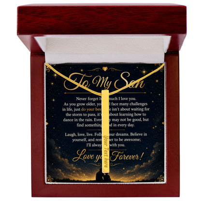 To My Son - 4-Sided Stick Necklace - Engraved POD MC