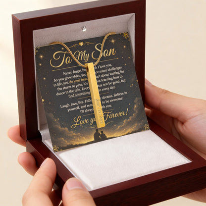 To My Son - 4-Sided Stick Necklace - Engraved POD MC