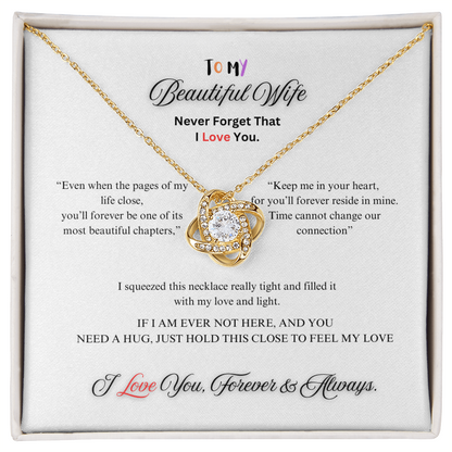 To My Beautiful Wife - Believe in Yourself - Love Knot Necklace