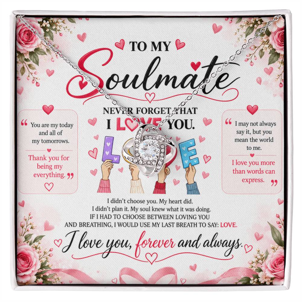 To My Soulmate - Love Knot Necklace - Yellow & White Gold Variants