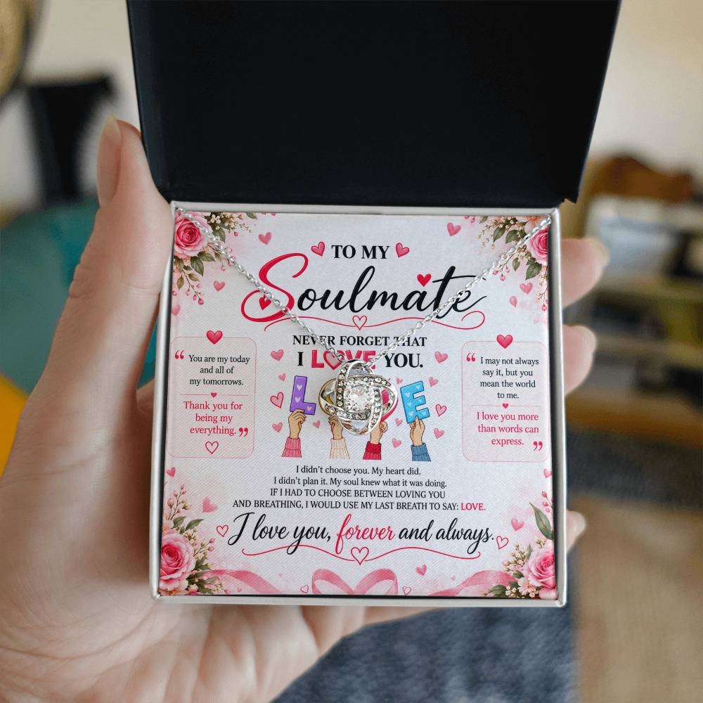To My Soulmate - Love Knot Necklace - Yellow & White Gold Variants