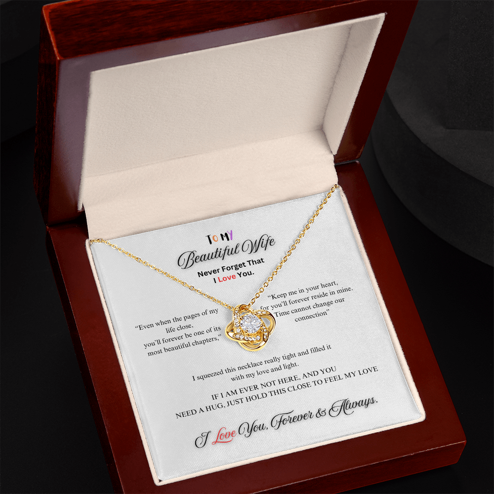 To My Beautiful Wife - Believe in Yourself - Love Knot Necklace