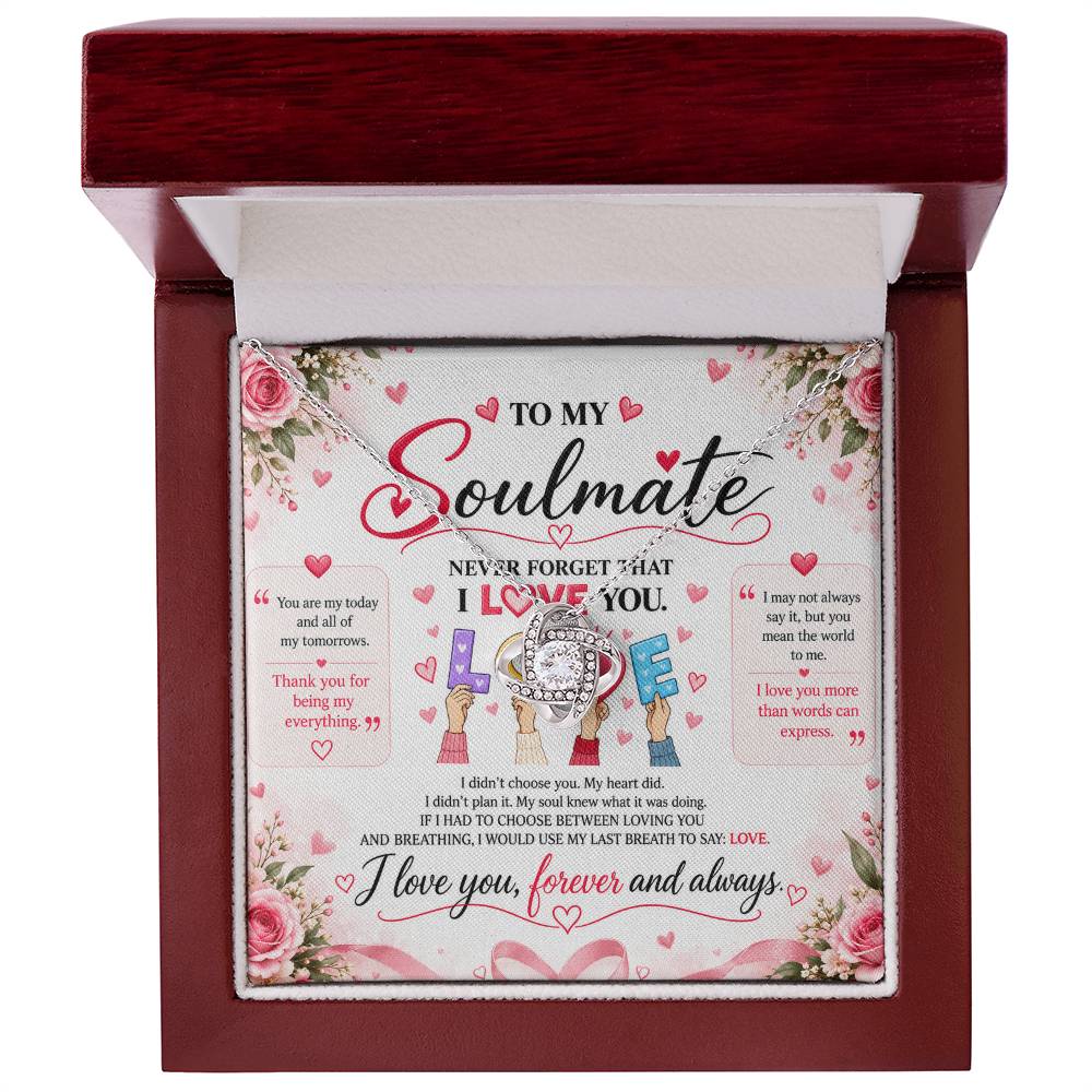 To My Soulmate - Love Knot Necklace - Yellow & White Gold Variants
