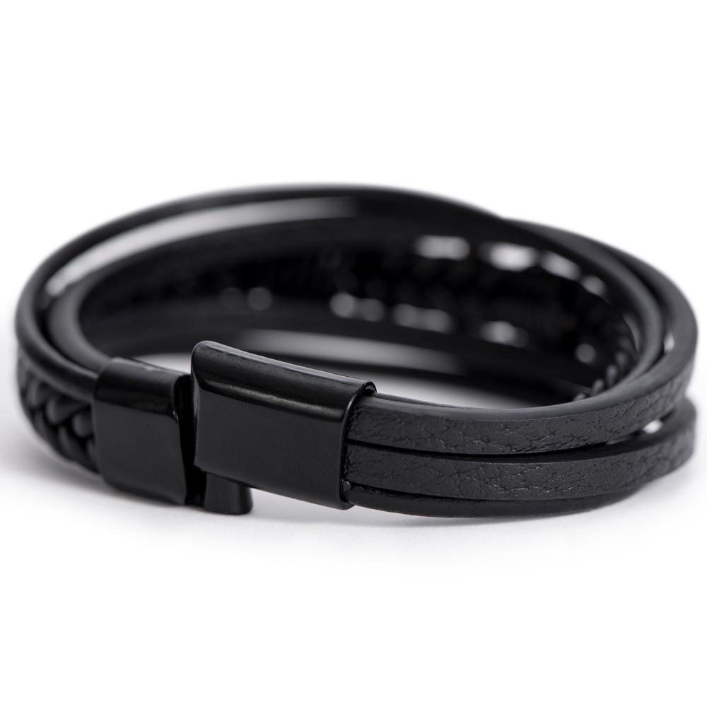 To My Son Men Cross Leather Bracket