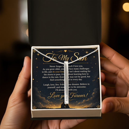 To My Son - 4-Sided Stick Necklace - Engraved POD MC