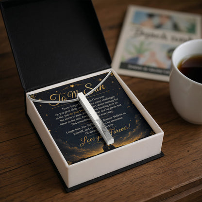 To My Son - 4-Sided Stick Necklace - Engraved POD MC