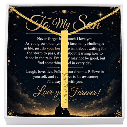 To My Son - 4-Sided Stick Necklace - Engraved POD MC